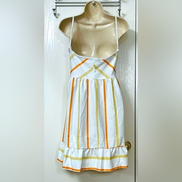 🟢 Unbranded White Sundress with Orange Stripes - Picture 2 of 9